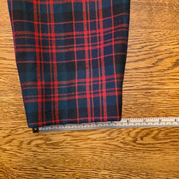 J. Crew Plaid 100% Wool lined Trousers Womens Size 28 Red Green Christmas Career - Picture 7 of 12